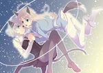  animal_ears ass bad_id bad_pixiv_id black_legwear blonde_hair blue_eyes cat_ears cat_tail eila_ilmatar_juutilainen fox_ears fox_tail green_eyes holding_hands long_hair military military_uniform multiple_girls pantyhose sanya_v_litvyak shiramatsu short_hair silver_hair smile snow strike_witches tail uniform white_legwear world_witches_series 