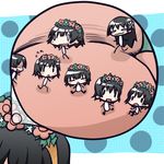  :3 black_hair blush_stickers chibi flower hair_flower hair_ornament head_wreath long_hair magnification moja_(gibson) multiple_girls saten_ruiko short_hair sweat to_aru_kagaku_no_railgun to_aru_majutsu_no_index uiharu_kazari 