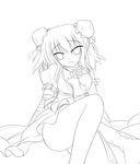  absurdres bandages bun_cover double_bun greyscale highres ibaraki_kasen lineart minaha_(playjoe2005) monochrome short_hair solo touhou 