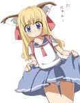  alternate_costume animal_ears backpack bag blonde_hair blue_eyes blush cat_ears collarbone nyan panties pantyshot randoseru ruku_(alicecreation) school_uniform serafuku shanghai_doll solo touhou underwear 