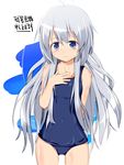  blue_eyes long_hair naka one-piece_swimsuit original school_swimsuit silver_hair solo swimsuit 