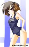  bad_id bad_pixiv_id brown_eyes brown_hair character_name ebiten_(manga) highres name_tag nishidate_masu one-piece_swimsuit school_swimsuit short_hair solo swimsuit todayama_kyouko twintails 