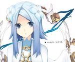  angel_wings ar_tonelico ar_tonelico_iii blue_eyes blue_hair flower hair_flower hair_ornament harvestasya_vista mechanical_wings solo wings yuki_usagi_(yukinasou) 