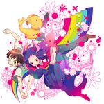  1girl animal_ears deer_ears holding_hands koiso_kenji rainbow shinohara_natsuki summer_wars utacoco 