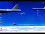  aircraft airplane b-52_stratofortress blonde_hair bomber broom day flying kirisame_marisa military military_vehicle profile sky solo touhou tsuyuki_(yukitgraph) 