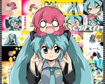  &gt;_&lt; 1boy 1girl :3 :d =_= ^_^ ahoge aqua_eyes aqua_hair bad_id bad_pixiv_id can't_show_this censored character_censor chibi closed_eyes detached_sleeves eromame hachune_miku hatsune_miku heart heart_in_mouth kagamine_len long_hair megurine_luka necktie novelty_censor o_o open_mouth pink_hair skirt smile takoluka thighhighs twintails v-shaped_eyebrows vocaloid x3 