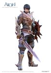  aion armor artist_request black_hair elyos highres male_focus official_art shield solo sword weapon 