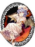  bad_id bad_pixiv_id bat_wings blue_hair hat lips platinumcorundum red_eyes remilia_scarlet short_hair smile solo touhou wings 