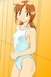  brown_eyes brown_hair chunpai highleg highleg_swimsuit long_hair one-piece_swimsuit original solo swimsuit twintails 