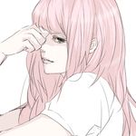  aqua_eyes bad_id bad_pixiv_id face just_be_friends_(vocaloid) long_hair marui_happa megurine_luka pink_hair realistic simple_background sketch solo tears vocaloid 