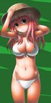  bikini breasts cleavage haramura_nodoka hat large_breasts oyamada_musshu pink_hair saki solo swimsuit 