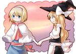  alice_margatroid bad_id bad_pixiv_id blonde_hair blue_eyes hairband hat kirisame_marisa mamepon multiple_girls ribbon touhou 