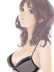  akitama bad_id bad_pixiv_id bra breasts brown_eyes brown_hair cleavage large_breasts lingerie original solo underwear 