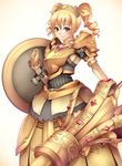  armor blonde_hair copyright_request drill_hair lance polearm shield solo taiyou_(tori_no_su_studio) weapon yellow_eyes 