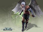  absurdres aion armor artist_request elyos highres knife leather male_focus official_art solo white_hair wings 