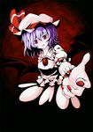  bad_id bad_pixiv_id bat bat_wings fang foreshortening hands hat moon purple_hair red_eyes red_moon remilia_scarlet short_hair solo touhou tsuttsu wings 