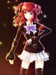  armband belt blue_eyes hair_bobbles hair_ornament red_hair skirt solo thighhighs umineko_no_naku_koro_ni ushiromiya_ange vienri zettai_ryouiki 