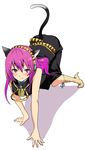  :q all_fours animal_ears bad_id bad_pixiv_id blush boots cat_ears full_body hands headphones hyakuen_raitaa long_hair megurine_luka pink_eyes pink_hair simple_background solo tail tongue tongue_out vocaloid 
