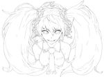  absurdres breasts greyscale hatsune_miku headphones highres jaco lineart long_hair looking_at_viewer medium_breasts monochrome necktie smile solo transparent_background twintails vocaloid work_in_progress 
