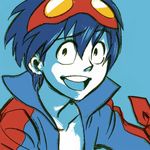  1boy blue_hair goggles lowres sen_(pixiv111638) simon solo tengen_toppa_gurren_lagann 