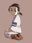  1boy kneeling poncho ponytail rossiu sen_(pixiv111638) solo tengen_toppa_gurren_lagann 