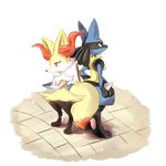  back-to-back back_to_back braixen konna-nani lucario no_humans pokemon 