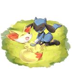  belly_rub fennekin grass konna-nani no_humans pokemon riolu 