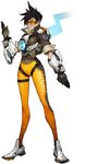  arnold_tsang black_hair bodysuit gauntlets gloves goggles highres jacket looking_at_viewer official_art orange_bodysuit overwatch pants short_hair simple_background smile solo spiked_hair tight tight_pants tracer_(overwatch) 