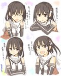  :d ^_^ bare_shoulders black_eyes black_gloves black_hair closed_eyes elbow_gloves gloves hair_down hair_ornament kantai_collection mashayuki open_mouth remodel_(kantai_collection) sailor_collar scarf sendai_(kantai_collection) short_hair smile translated two_side_up white_background white_scarf 