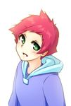  blush green_eyes hood hoodie kumatora monorus mother_(game) mother_3 red_hair short_hair solo 