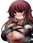  blush breasts d-kureta hijiri_byakuren huge_breasts long_hair looking_at_viewer solo steam steaming_body sweat touhou yellow_eyes 