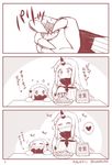  3koma ^_^ bag blush bowl chestnut claws closed_eyes comic commentary detached_sleeves heart horn kantai_collection mittens monochrome multiple_girls northern_ocean_hime o_o seaport_hime shinkaisei-kan signature sparkle spoken_heart translated twitter_username yamato_nadeshiko 