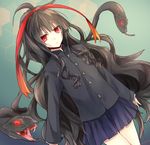  azami_(kagerou_project) black_hair gakuran gorgon highres kagerou_project long_hair red_eyes ribbon scales school_uniform skirt snake tomozero very_long_hair 