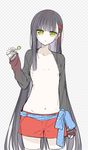  androgynous candy food green_eyes hair_ornament lollipop long_hair looking_at_viewer male_focus mukuro_(sakiyo_cake) original pale_skin sakiyo_cake shorts solo thumb_ring very_long_hair 