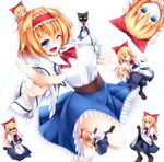  album_cover alice_margatroid ball_gag biting black_legwear blindfold blonde_hair blue_eyes bound bow capelet cat_mask closed_eyes corset cover doll_joints egashira_2:50 erection erection_under_clothes face_mask flower gag ginzake_(mizuumi) grin hair_bow head_biting iosys looking_at_viewer mask one_eye_closed open_mouth pantyhose pantyhose_pull puppet_strings shanghai_doll shibari shirt skirt smile sparkle thigh_grab tied_up touhou 