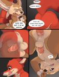  2018 anal anal_penetration anthro anthro_on_anthro anus backsack balls butt canine comic cum cum_in_mouth cum_inside dialogue disney duo english_text erection eyes_closed fennec finnick fox fur internal licking licking_lips low-angle_view male male/male mammal nick_wilde nude orange_fur penetration penis profanity seth-iova size_difference speech_bubble tan_fur text tongue tongue_out zootopia 