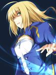  ahoge artoria_pendragon_(all) bad_id bad_pixiv_id blonde_hair dress fate/stay_night fate_(series) green_eyes hair_down ribi saber solo 