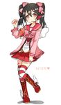  :o armband blush boots bow cardigan character_name full_body gmanee hair_bow headgear headset heart highres love_live! love_live!_school_idol_project red_eyes school_uniform serafuku short_hair sketch skirt solo standing standing_on_one_leg thighhighs twintails valentine wings yazawa_nico zettai_ryouiki 