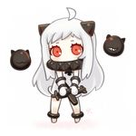  ahoge aircraft airplane chibi dress holding horns kaizeru kantai_collection long_hair looking_at_viewer lowres mittens northern_ocean_hime red_eyes shinkaisei-kan simple_background solo white_background white_dress white_hair white_skin 