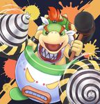  1boy amuno anger_vein bandanna bowser_jr. clenched_teeth drill fang hammer mario_(series) nintendo open_mouth red_hair shell spikes super_mario_bros. super_smash_bros. teeth yellow_eyes 