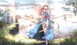  archbishop blonde_hair blue_eyes highres holding long_hair looking_at_viewer ragnarok_online risutaru smile solo staff wind 