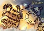  artist_name blitzcrank clenched_hand dated foreshortening glowing glowing_eyes league_of_legends machinery nam_(valckiry) no_humans robot signature spikes white_eyes 