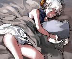  .flow 1girl sabitsuki short_hair shousan_(hno3syo) sketch skirt sleeping sleeveless sleeveless_turtleneck solo source_request turtleneck white_hair 