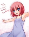 armpits blue_eyes blush child dress happy_birthday hisui open_mouth outstretched_arms red_hair short_hair smile solo tsukihime yashirogi_suzuna younger 