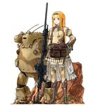  aa-52 bad_id bad_pixiv_id bag belt blonde_hair blush boots brown_footwear camouflage coat coh cravat explosive france frilled_skirt frilled_sleeves frills full_body grenade gun hairband long_hair long_sleeves machine_gun mars_expedition military military_uniform puffy_long_sleeves puffy_sleeves radio_antenna ribbon robot rock satchel scabbard sheath simple_background skirt smoke_grenade solo standing thighhighs uniform weapon white_background yellow_eyes zettai_ryouiki 