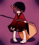  bow bowl bowl_hat hair_over_one_eye hat holding_needle japanese_clothes kimono mallet minigirl needle obi purple_hair red_eyes sash short_hair smile solo sukuna_shinmyoumaru touhou xkaishaku 