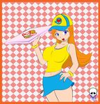  food mona mona_(warioware) nintendo orange_hair pizza wario_ware warioware 