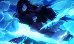  1boy ankai_(rappelzankai) armor black_hair crossed_arms gloves glowing hair_over_one_eye long_hair looking_at_viewer male_focus naruto naruto_shippuuden solo uchiha_madara uchiha_madara_(edo_tensei) 