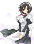  black_hair highres kaorun looking_at_viewer maid maid_headdress purple_eyes shibamine_takashi short_hair solo tsuki_tsuki! wind 