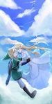  artist_request blonde_hair blue_sky boots cloud cocoa_kichigo dress fi link nintendo pointy_ears princess_zelda sky skyward_sword the_legend_of_zelda the_legend_of_zelda:_skyward_sword 